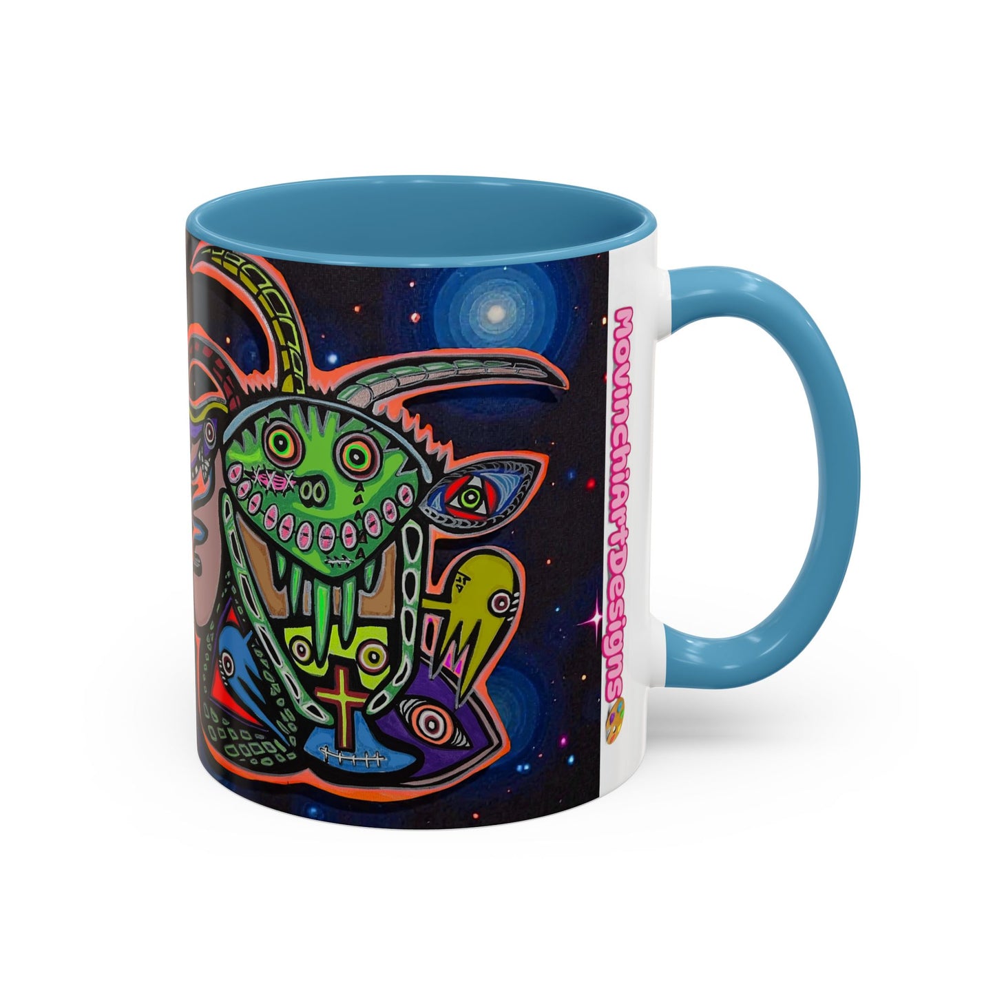 Psychedelic RYDER2.0   Space Goat Accent Coffee Mug — Colorful Cosmic Animal Art (11/15oz)