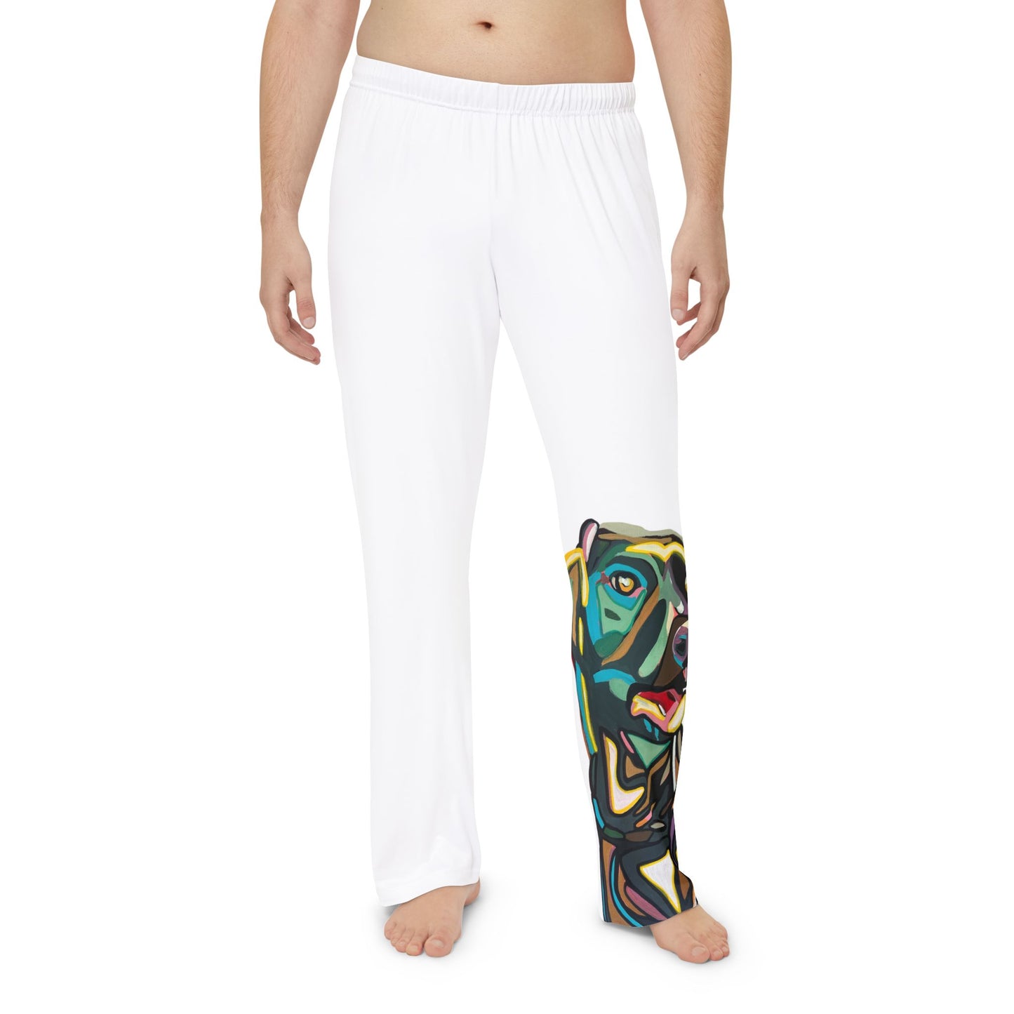Men's MIA SOFIA  Dog Print Pajama Pants — Colorful Pit Bull Art Loungewear