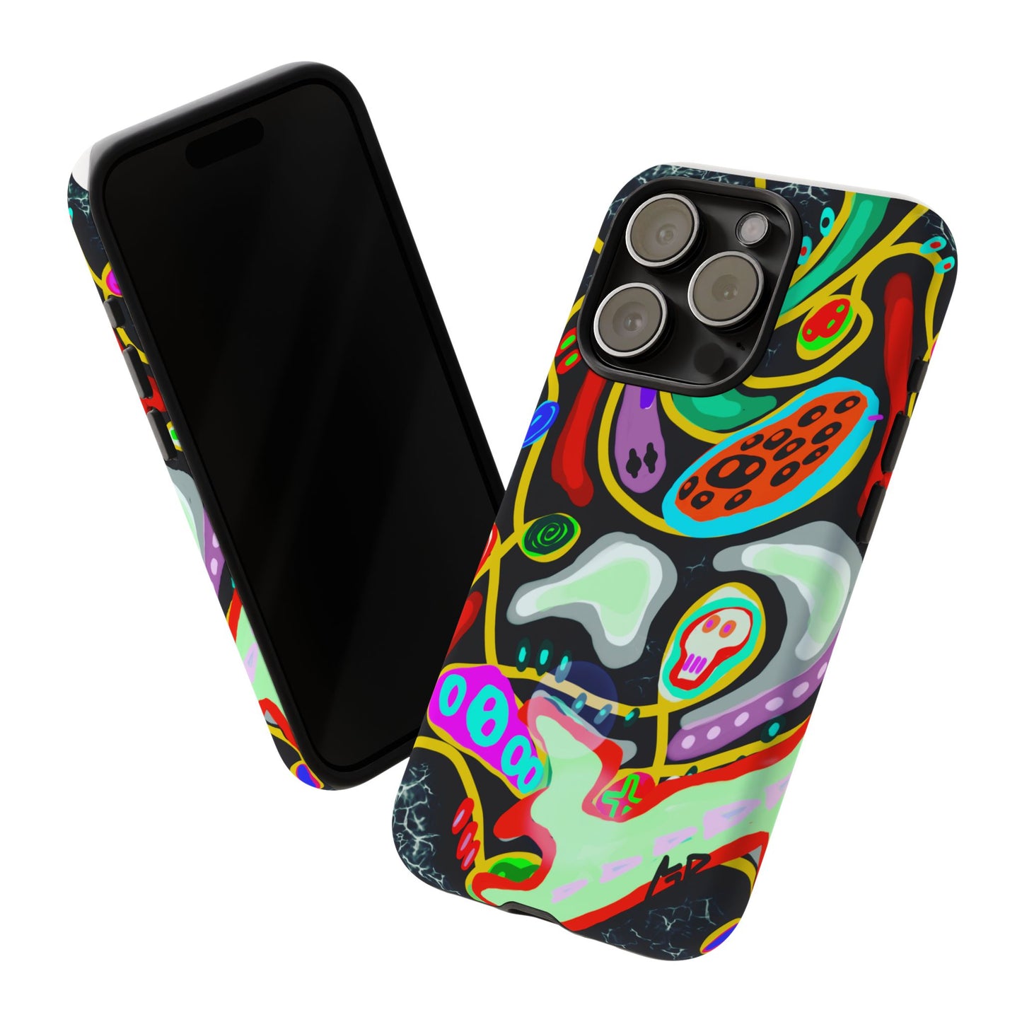 CRAZY4  Abstract Neon Skull Phone Case — Colorful Psychedelic Protective Cover