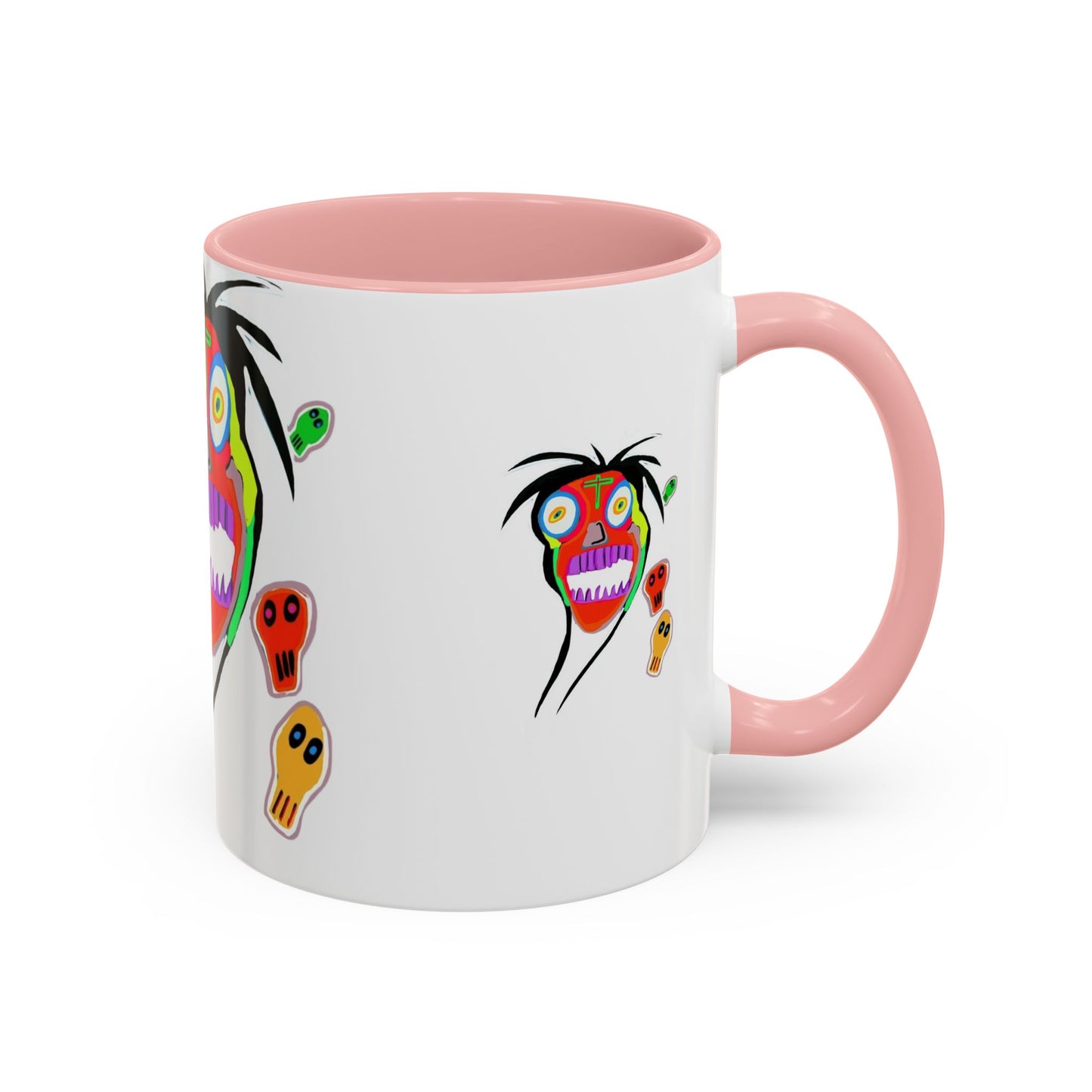 Colorful Tribal Mask Coffee Mug — Vibrant Skull Art Accent Mug (11/15oz)