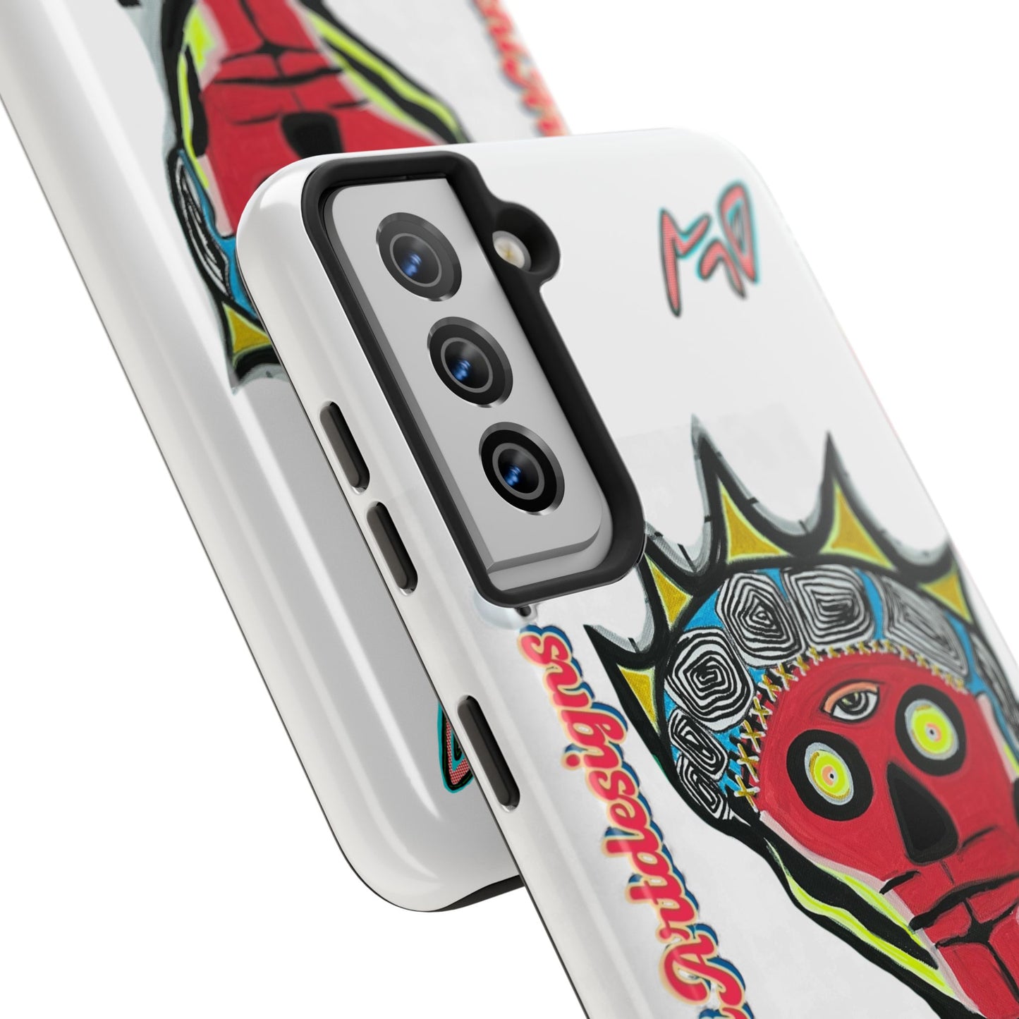 Artistic Crown KING GRAY  Skull Tough Phone Case — Colorful Abstract Guardian Design
