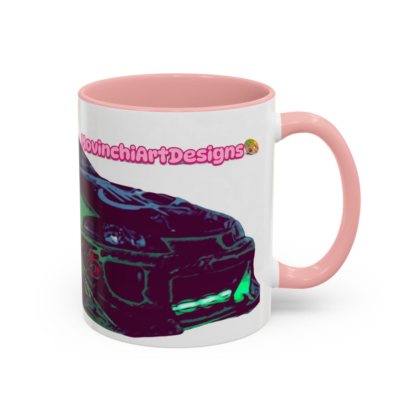 Coffee Mug —ECLIPSE  Neon Sports Car Design with "MovinchiArtDesigns" Logo