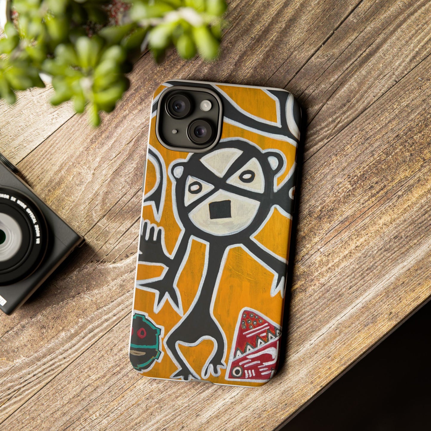 Abstract TAINO  Tribal Art Phone Case – Bold Orange Graphic Protective Cover