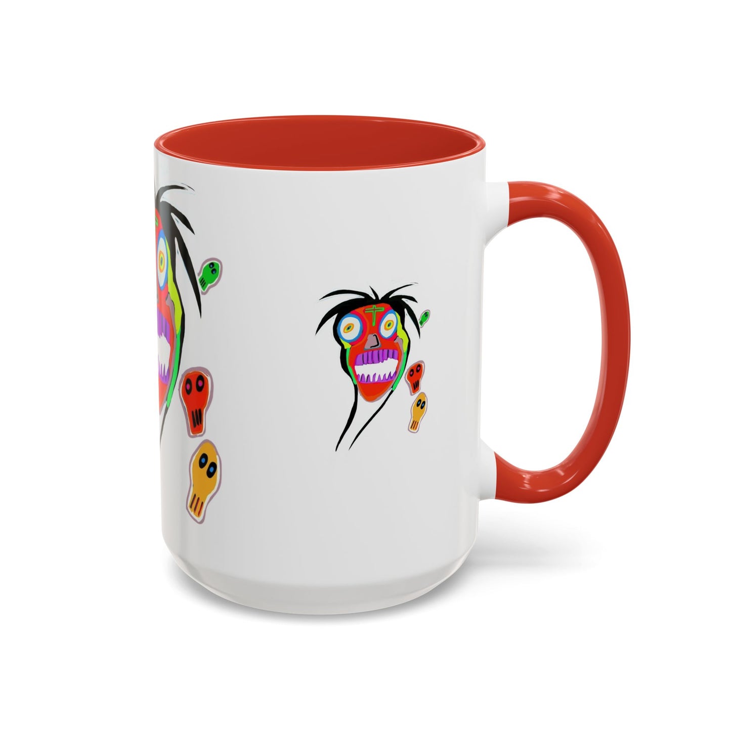 Colorful Tribal Mask Coffee Mug — Vibrant Skull Art Accent Mug (11/15oz)