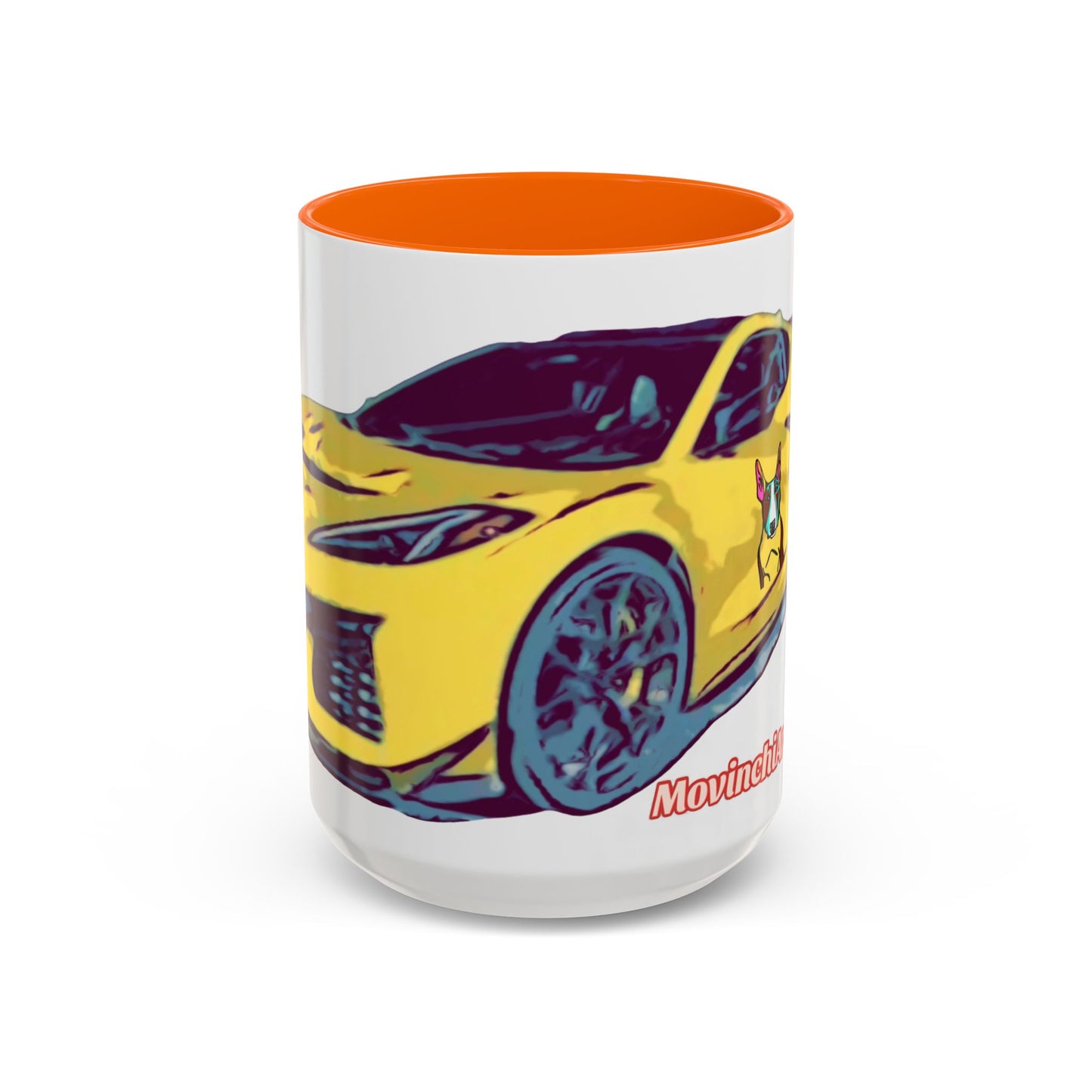 ZR1 Lover Coffee Mug — Yellow Sports Car & Boston Terrier Accent Mug (11/15 oz)