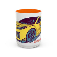 ZR1 Lover Coffee Mug — Yellow Sports Car & Boston Terrier Accent Mug (11/15 oz)