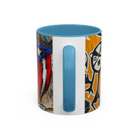 Puerto Rico Flag Coffee Mug — Rustic Street Art Accent Mug (11/15 oz)