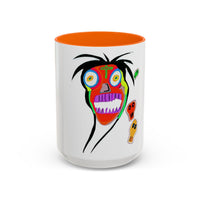 Colorful Tribal Mask Coffee Mug — Vibrant Skull Art Accent Mug (11/15oz)