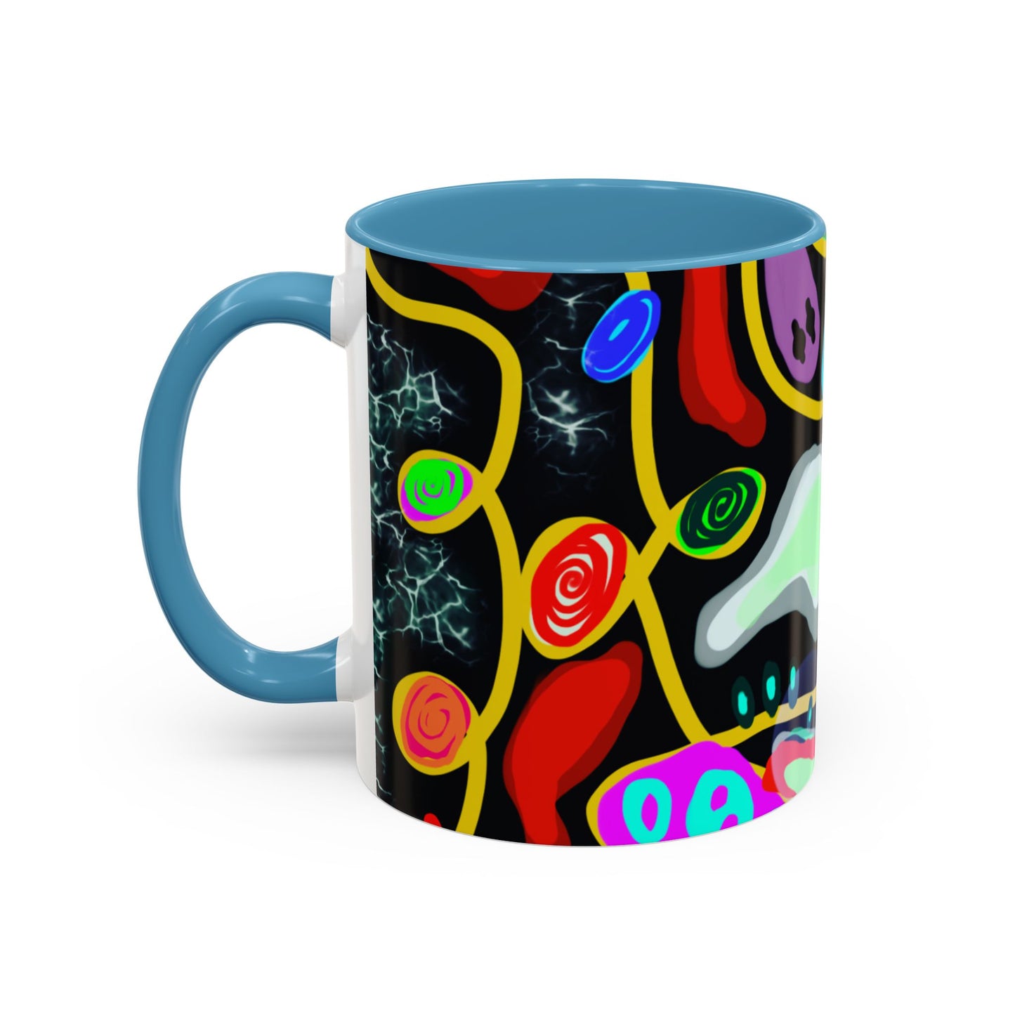 CRAZY2.0  Accent Mug — Colorful Neon Skull Abstract Coffee Cup