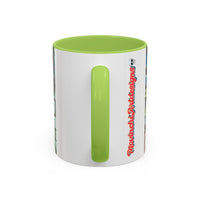 Abstract Day of the Dead Skull Accent Coffee Mug — Colorful Neon Skull Art (11/15oz)