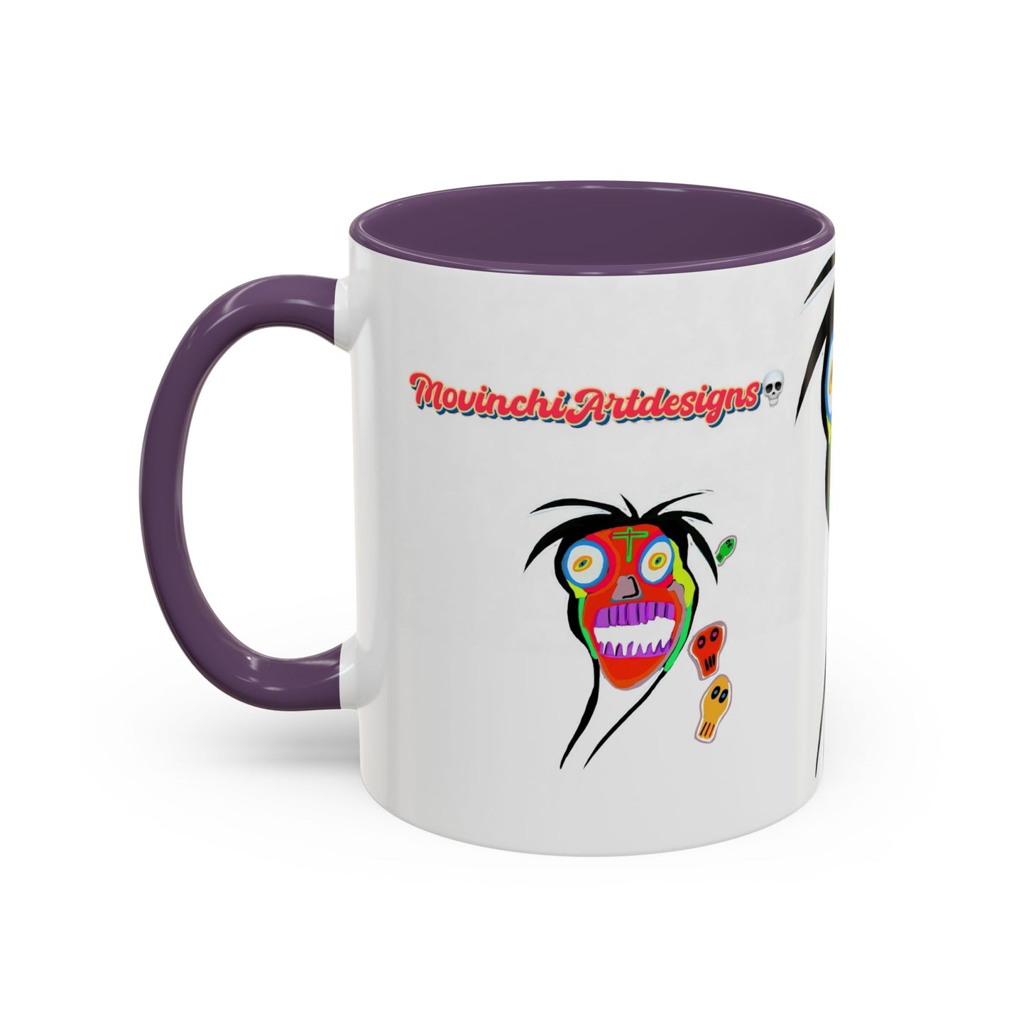 Skullface Accent Coffee Mug — Colorful Day of the Dead Pop Art (11/15oz)
