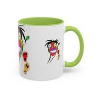 Colorful Tribal Mask Coffee Mug — Vibrant Skull Art Accent Mug (11/15oz)