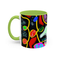 CRAZY2.0  Accent Mug — Colorful Neon Skull Abstract Coffee Cup