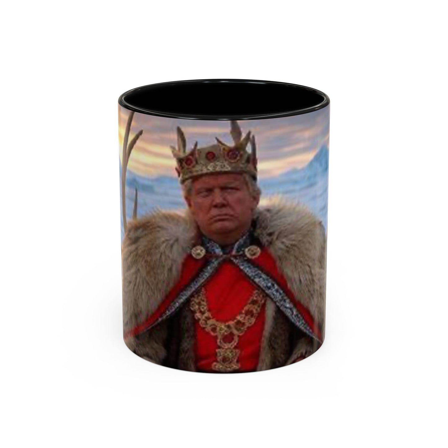 KING OF THE WORLD Royal Portrait Accent Coffee Mug – King in Fur Coat Design (11/15oz)