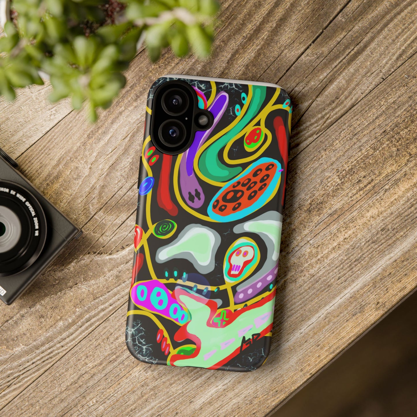 CRAZY4  Abstract Neon Skull Phone Case — Colorful Psychedelic Protective Cover