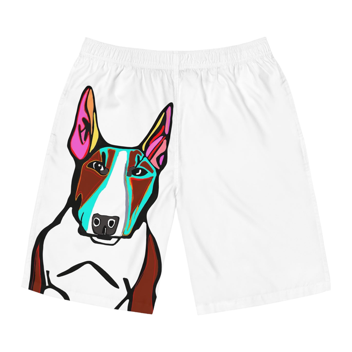 MR. Bull Terrier Swim Shorts — Colorful Pop Art Dog Board Shorts