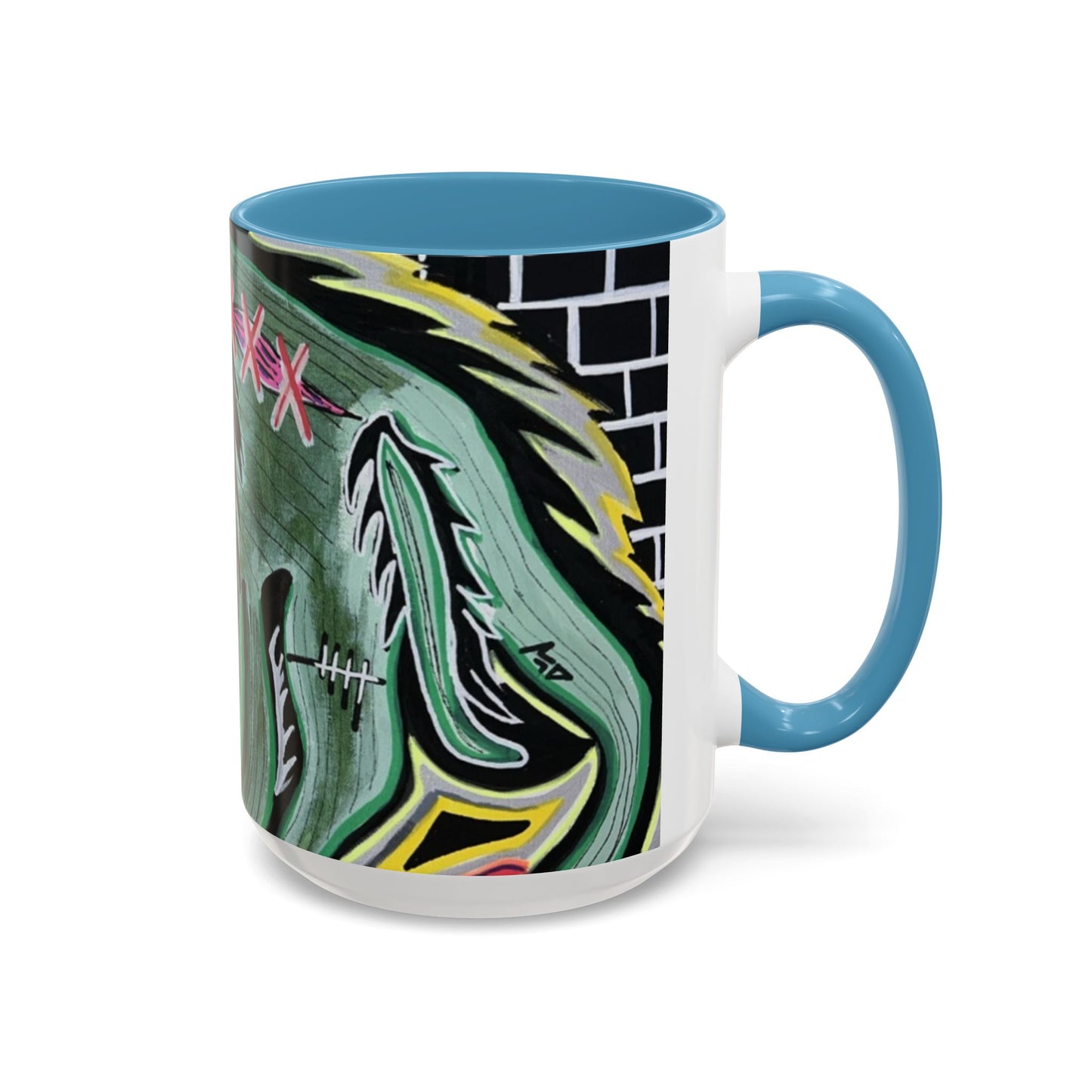 CHUPACABRAS.  Green Monster Art Coffee Mug — Spooky Neon Creature Accent Mug (11/15oz)