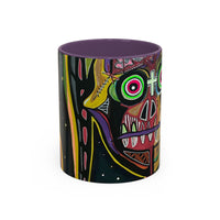 VINCENT  Skull Pop Art Accent Coffee Mug — Colorful Neon Tribal Skull Design (11/15oz)