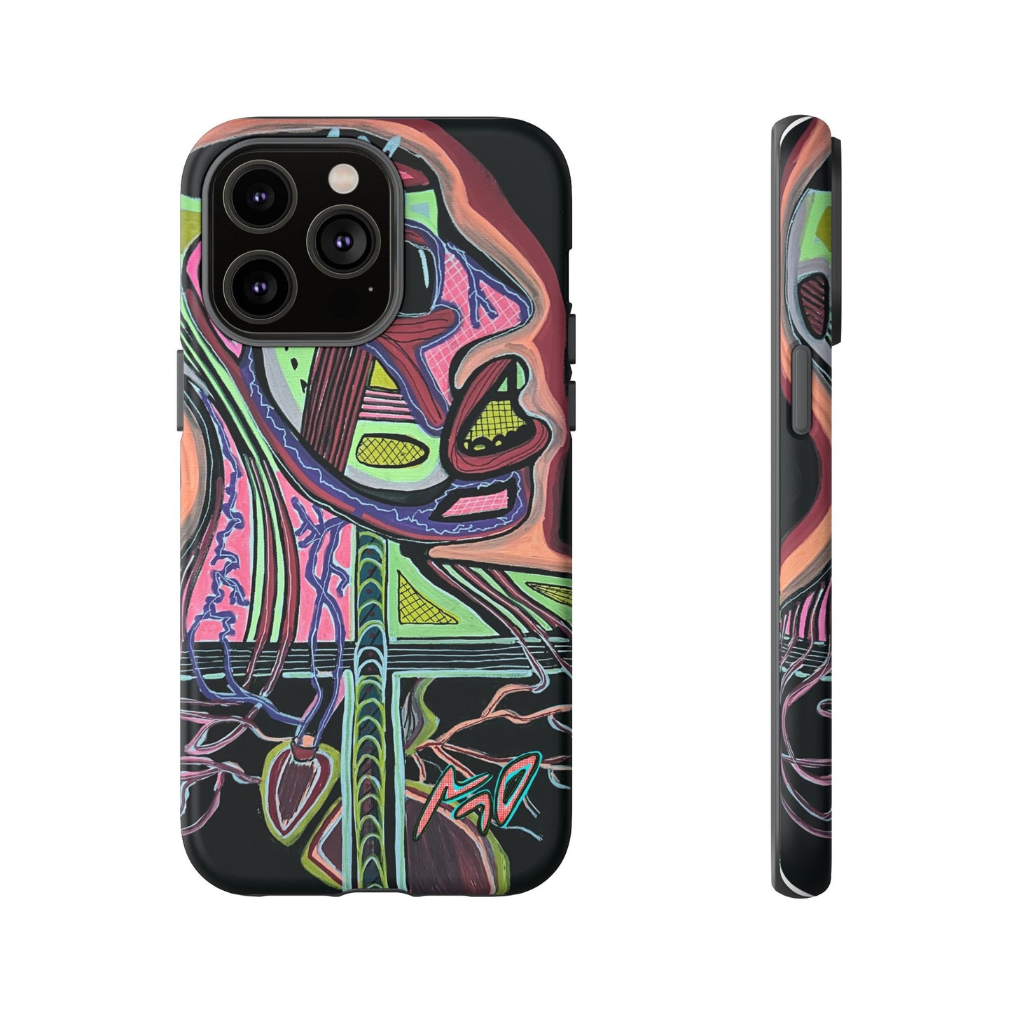 HEART ATTACK Abstract Neon Face Tough Phone Case – Vibrant Art Phone Cover