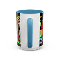 CRAZY.   Neon Face Accent Coffee Mug – Colorful Psychedelic Art Ceramic Mug