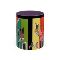VIEJO SAN JUAN,  Colorful Cityscape Coffee Mug — Vibrant European Street Accent Mug