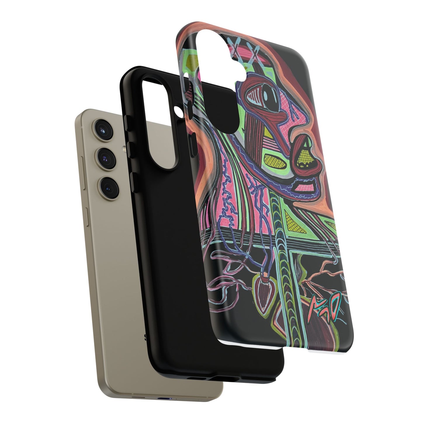 HEART ATTACK Abstract Neon Face Tough Phone Case – Vibrant Art Phone Cover