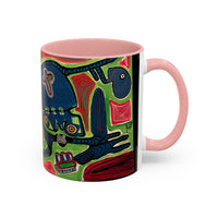 AFTER LIFE.  Abstract Tribal Art Coffee Mug — Colorful Surreal Accent Mug