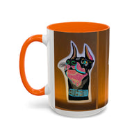 Colorful Doberman Accent Coffee Mug — Vibrant Dog Portrait Ceramic Mug (11/15oz)