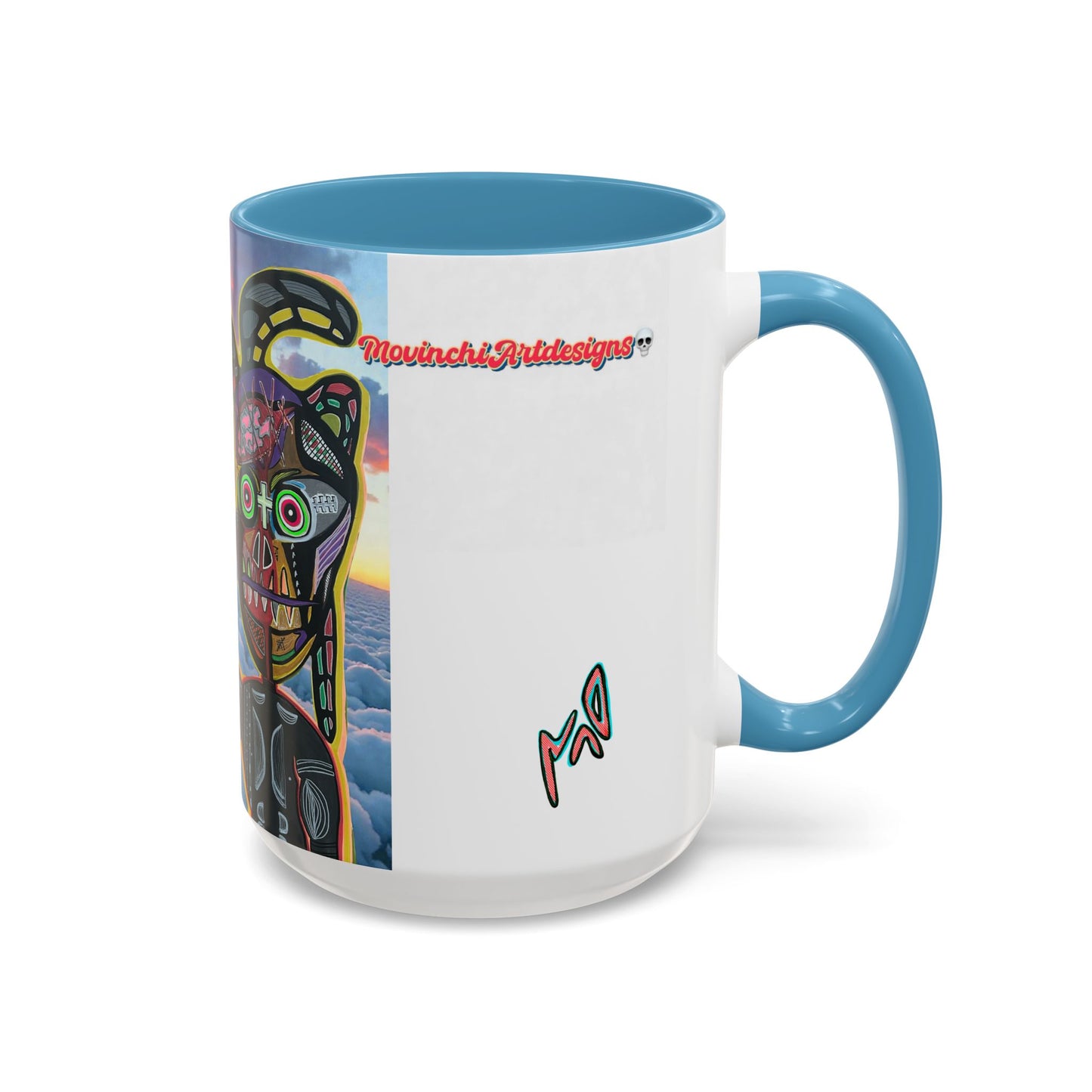 Surreal VINCENT Tribal Warrior Accent Coffee Mug — Colorful Skull Art 11/15oz