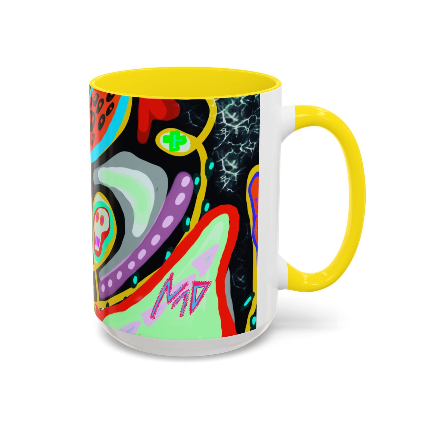 CRAZY2.0  Accent Mug — Colorful Neon Skull Abstract Coffee Cup