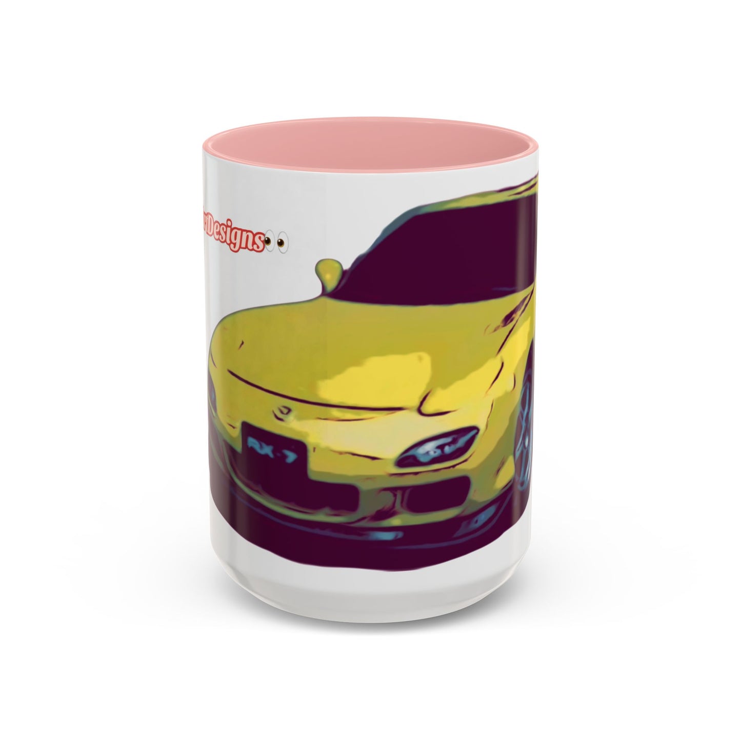 RX7  Coffee Mug — Yellow Sports Car Illustration Accent Mug