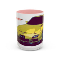 RX7  Coffee Mug — Yellow Sports Car Illustration Accent Mug