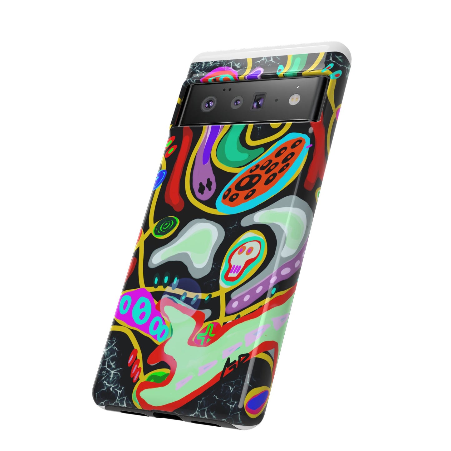 CRAZY4  Abstract Neon Skull Phone Case — Colorful Psychedelic Protective Cover