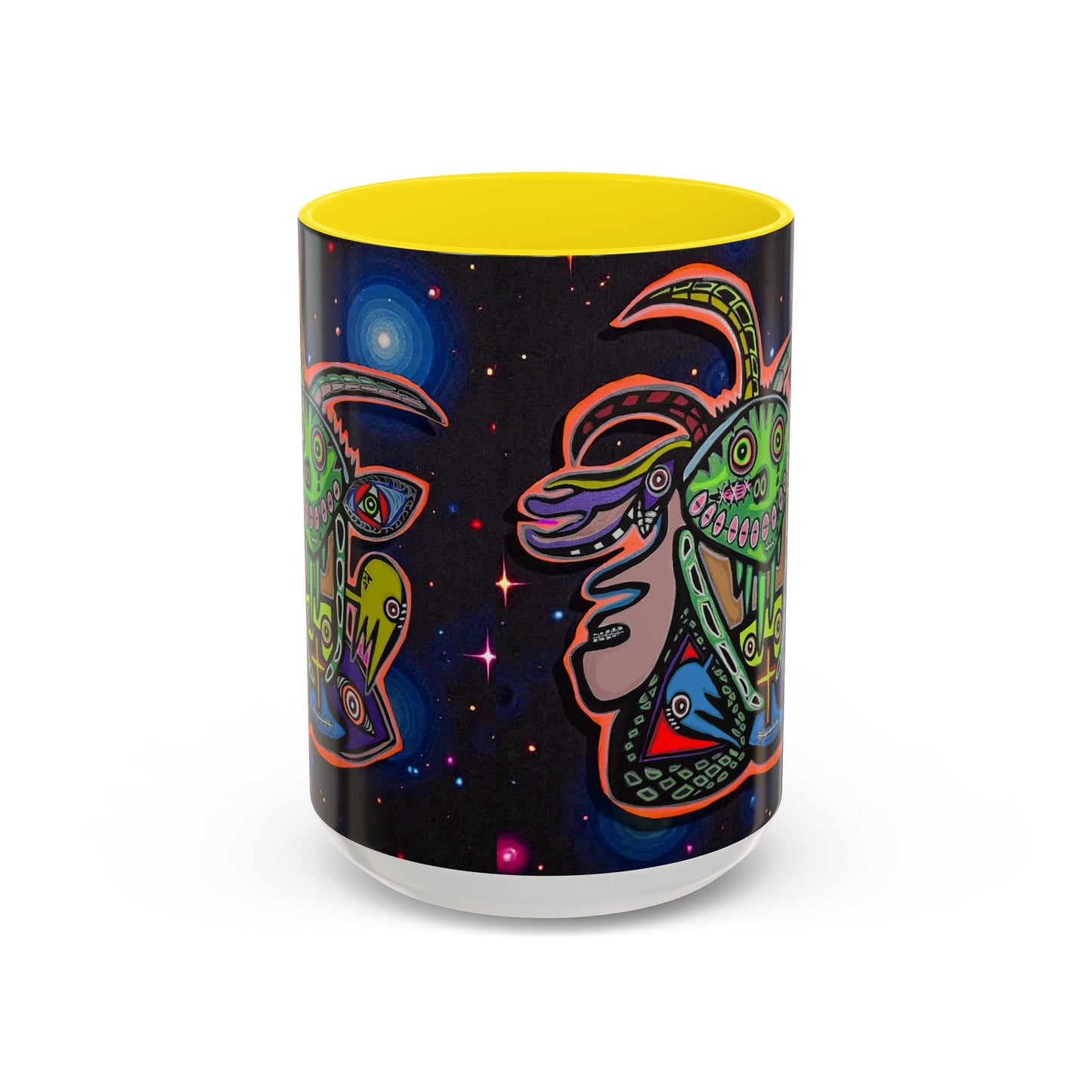 Psychedelic RYDER2.0   Space Goat Accent Coffee Mug — Colorful Cosmic Animal Art (11/15oz)