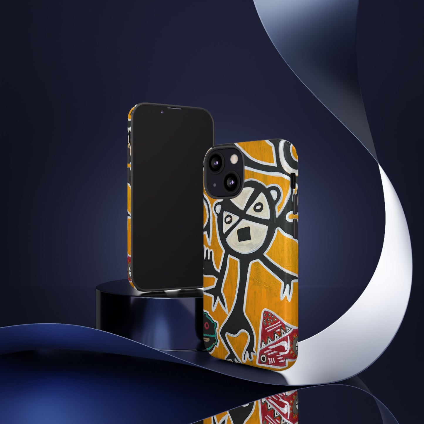 Abstract TAINO  Tribal Art Phone Case – Bold Orange Graphic Protective Cover