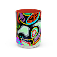 CRAZY2.0  Accent Mug — Colorful Neon Skull Abstract Coffee Cup