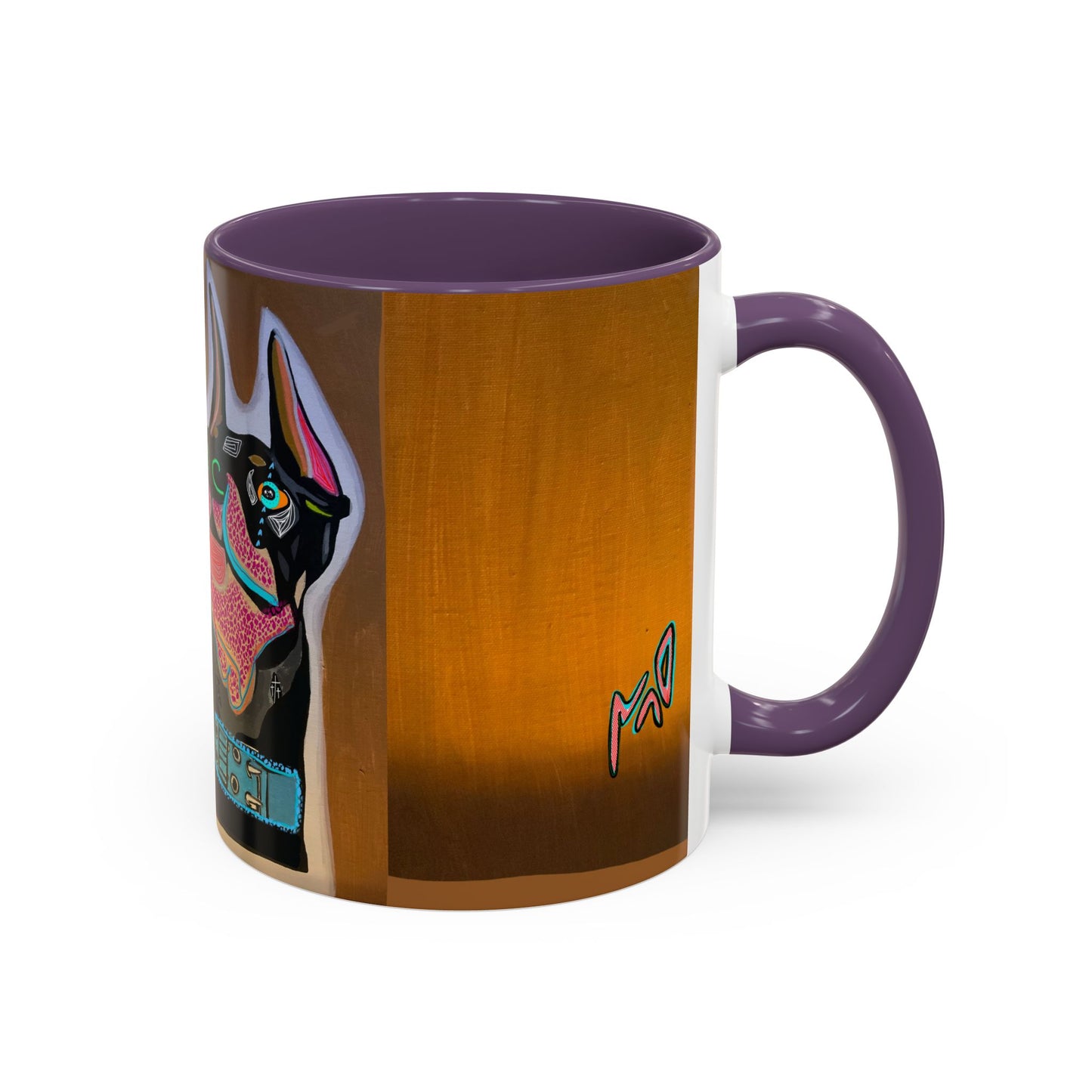 Colorful Doberman Accent Coffee Mug — Vibrant Dog Portrait Ceramic Mug (11/15oz)