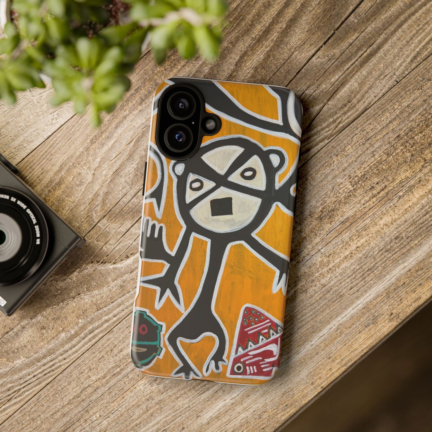 Abstract TAINO  Tribal Art Phone Case – Bold Orange Graphic Protective Cover