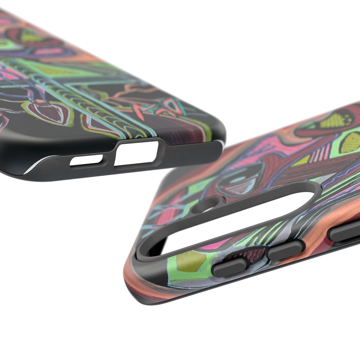 HEART ATTACK Abstract Neon Face Tough Phone Case – Vibrant Art Phone Cover