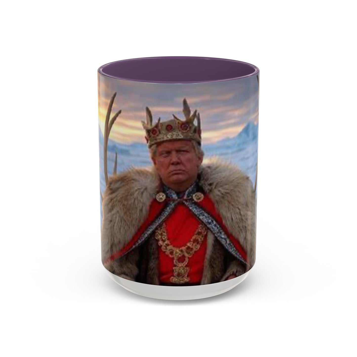 KING OF THE WORLD Royal Portrait Accent Coffee Mug – King in Fur Coat Design (11/15oz)