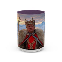 KING OF THE WORLD Royal Portrait Accent Coffee Mug – King in Fur Coat Design (11/15oz)