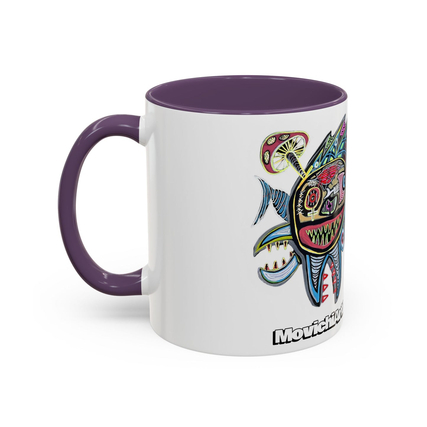 Colorful Shark Attack  Fish Accent Coffee Mug — Bold Nautical Art 11/15oz