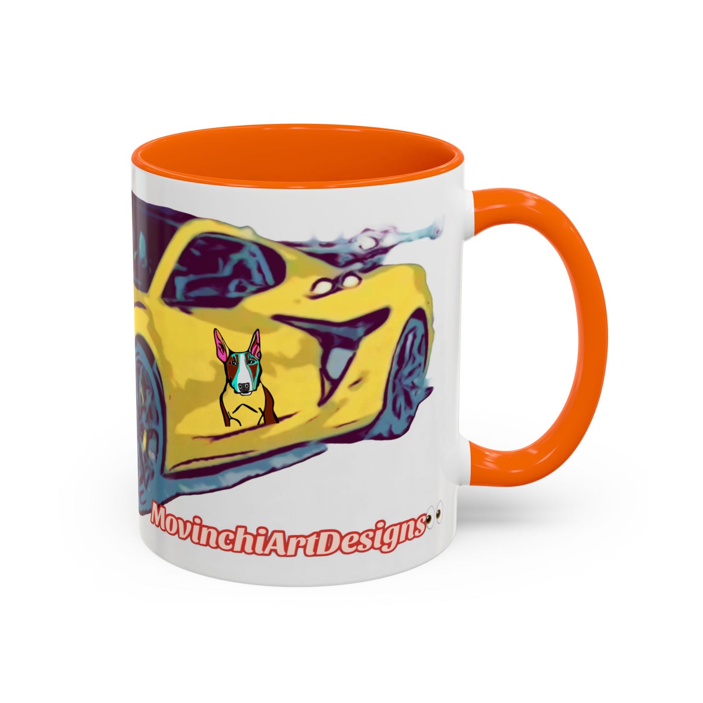 ZR1 Lover Coffee Mug — Yellow Sports Car & Boston Terrier Accent Mug (11/15 oz)