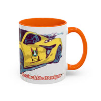 ZR1 Lover Coffee Mug — Yellow Sports Car & Boston Terrier Accent Mug (11/15 oz)