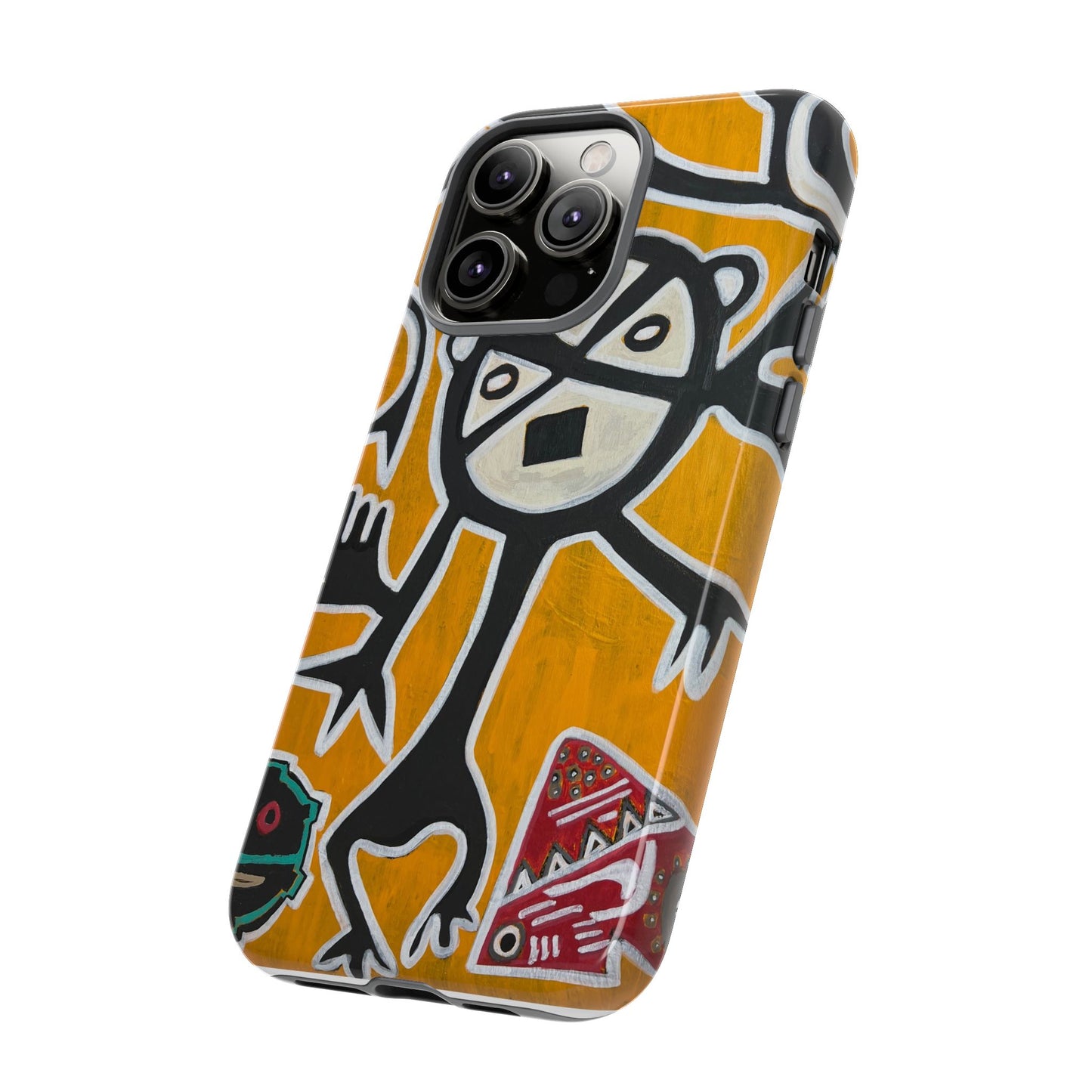 Abstract TAINO  Tribal Art Phone Case – Bold Orange Graphic Protective Cover