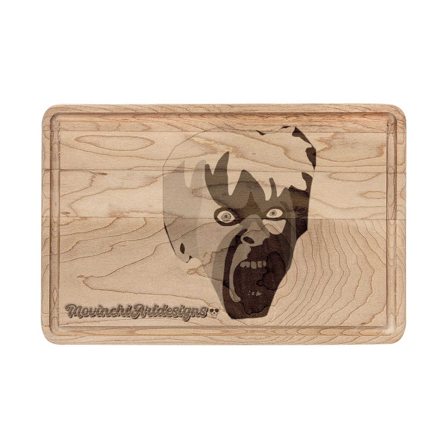 Engraved KAREN.   Face Wooden Cutting Board — Horror Kitchen Decor & Halloween Gift