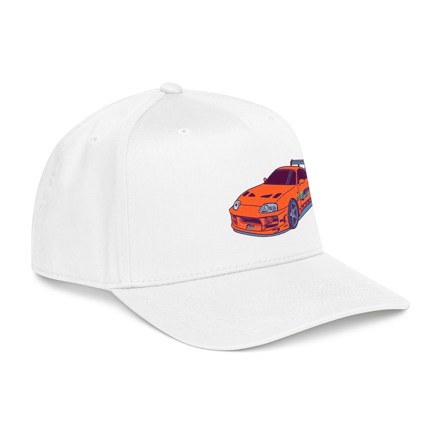 2JZ.  Retro Orange Sports Car Baseball Cap — Vintage JDM Supra Snapback