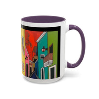 VIEJO SAN JUAN,  Colorful Cityscape Coffee Mug — Vibrant European Street Accent Mug