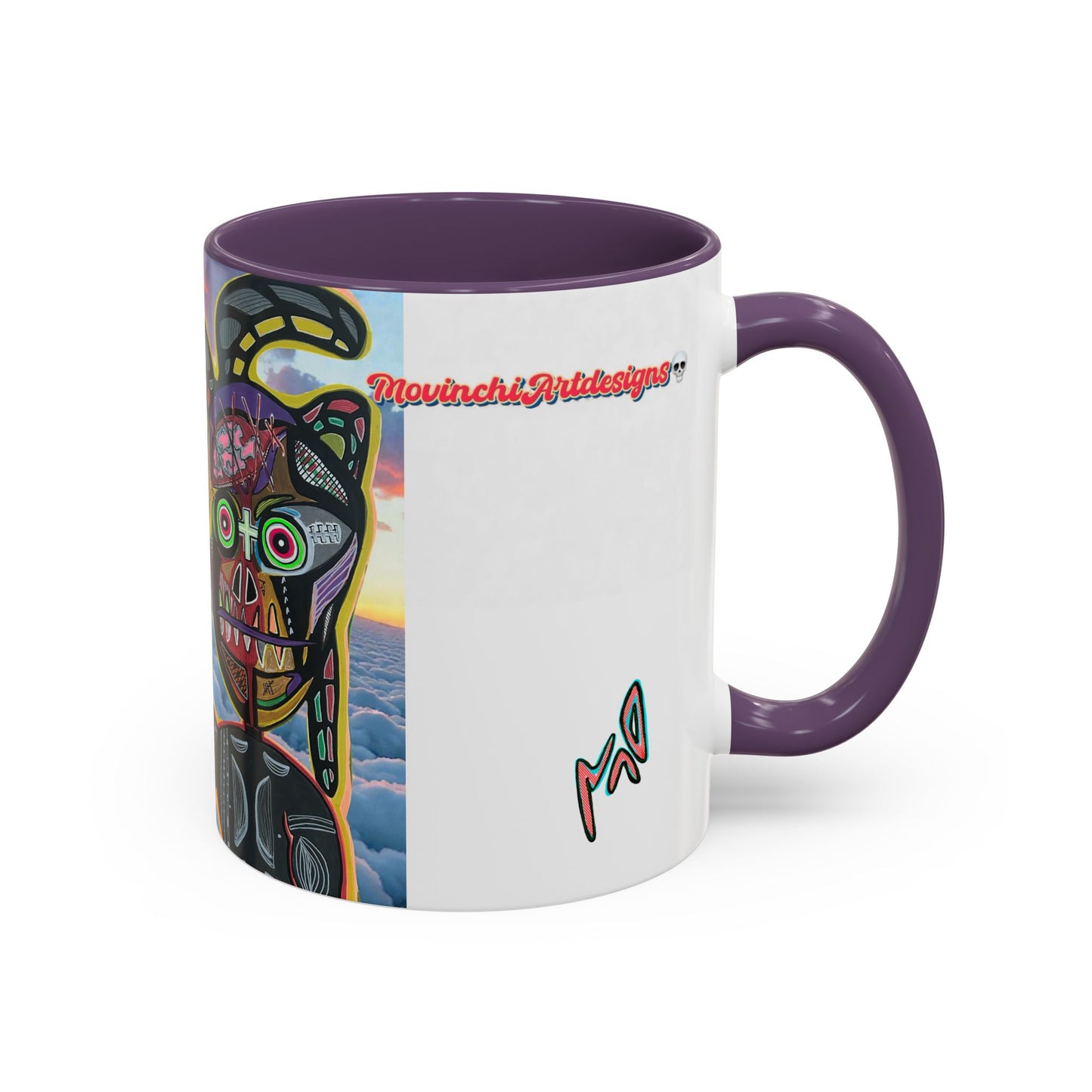Surreal VINCENT Tribal Warrior Accent Coffee Mug — Colorful Skull Art 11/15oz