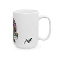 HEART ATTACK  Abstract Psychedelic Skull Ceramic Mug — Colorful Anatomical Art (11oz & 15oz)